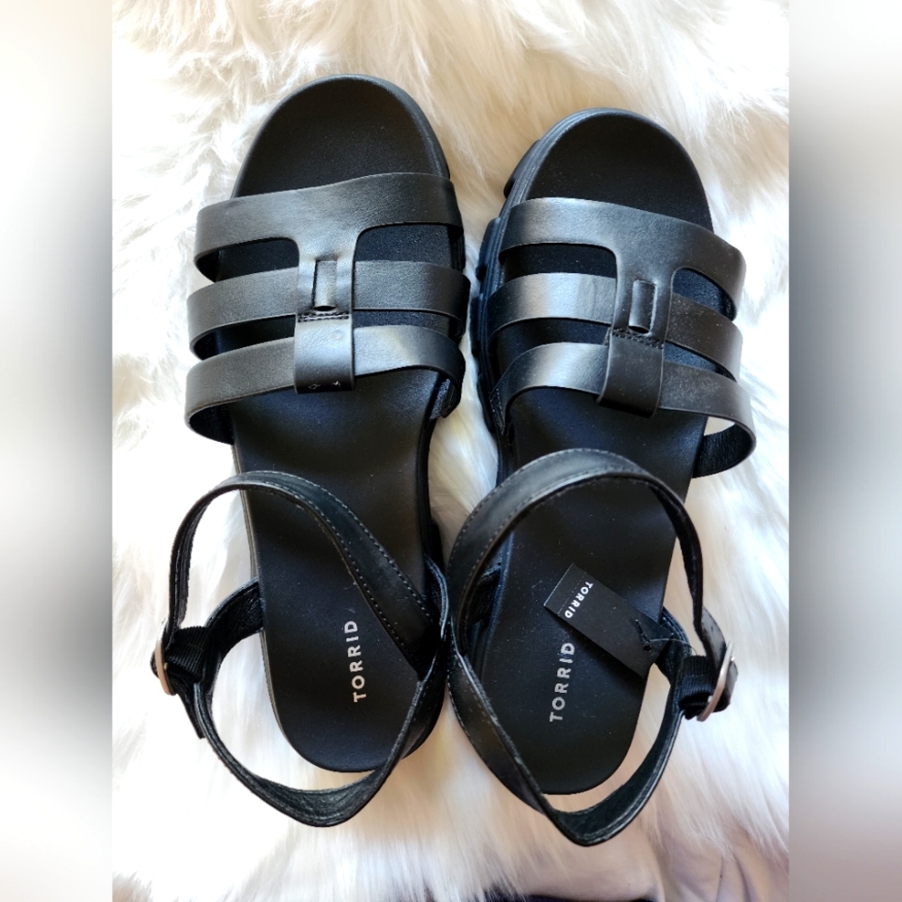 NWT Torrid Black Faux Leather Sandal